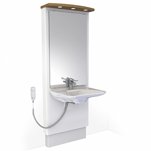 Support lavabo réglable avec miroir - Salle de bain PMR - Tous Ergo